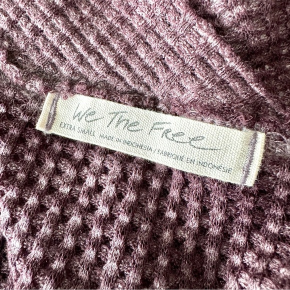 We the Free West End V-Back Top Waffle Thermal Knit Oversized Slouchy Grunge XS - Picture 5 of 14